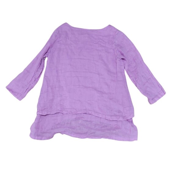 Crown Linen Designs Womens Purple Elbow Sleeve Blouse Size M 100% Linen Mature - Picture 3 of 10